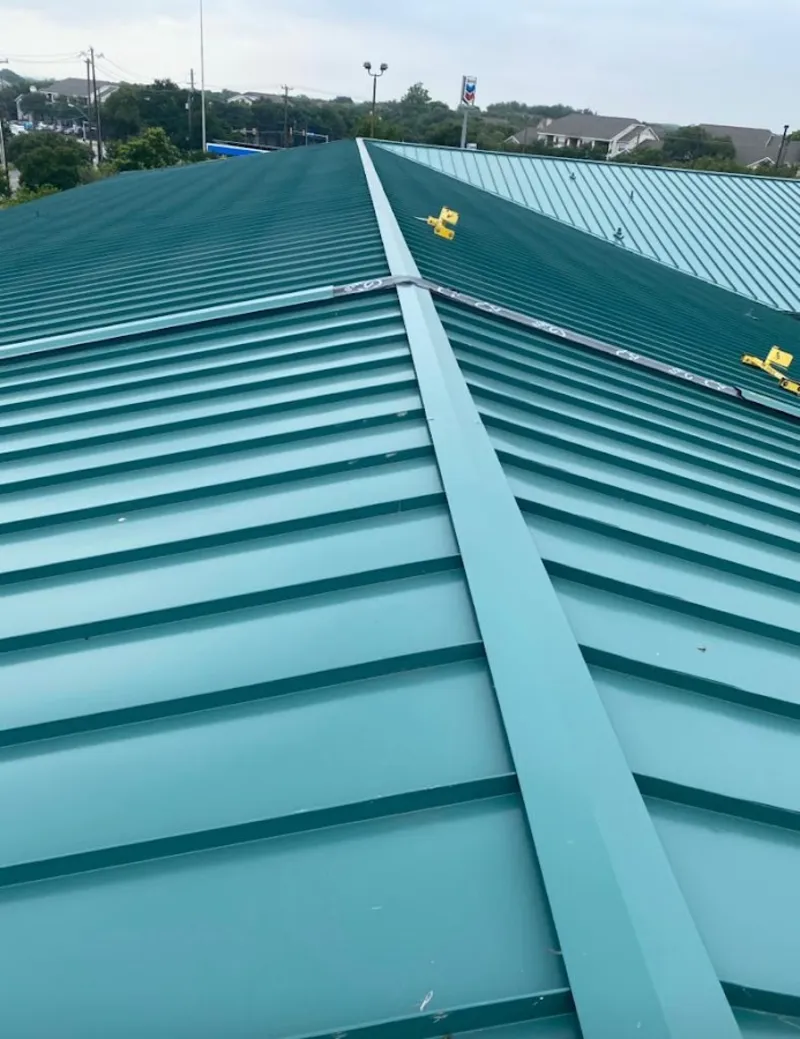 Green commercial metal roof ridge and valley for Metal Roof Repair in Rocky Hill